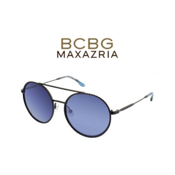 Bcbg Maxazria New Deluxe Gunmetal Blue Round Circle Sunglasses - Picture 1 of 5
